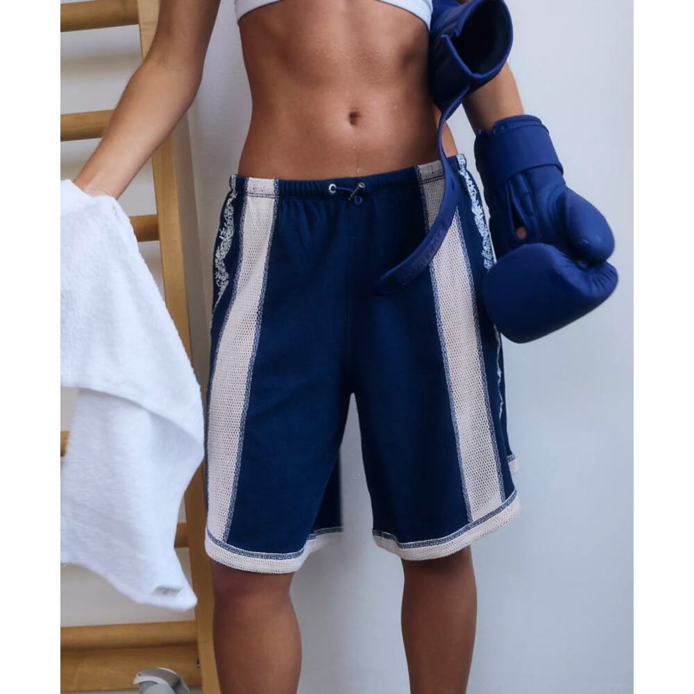 Navy Athletic Mesh-Trim Shorts